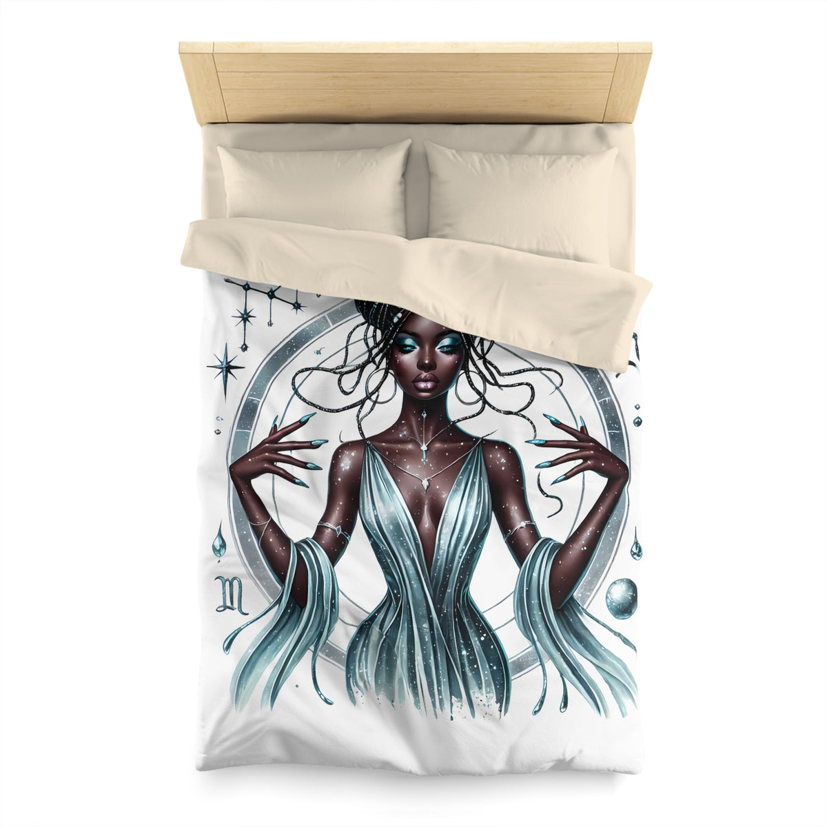 Aquarius Goddess Duvet Cover — Celestial Zodiac Bedding for Astrology Lovers