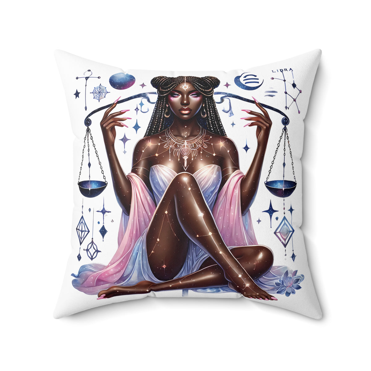 Libra Goddess Square Pillow — Zodiac Astrology Decorative Throw Pillow