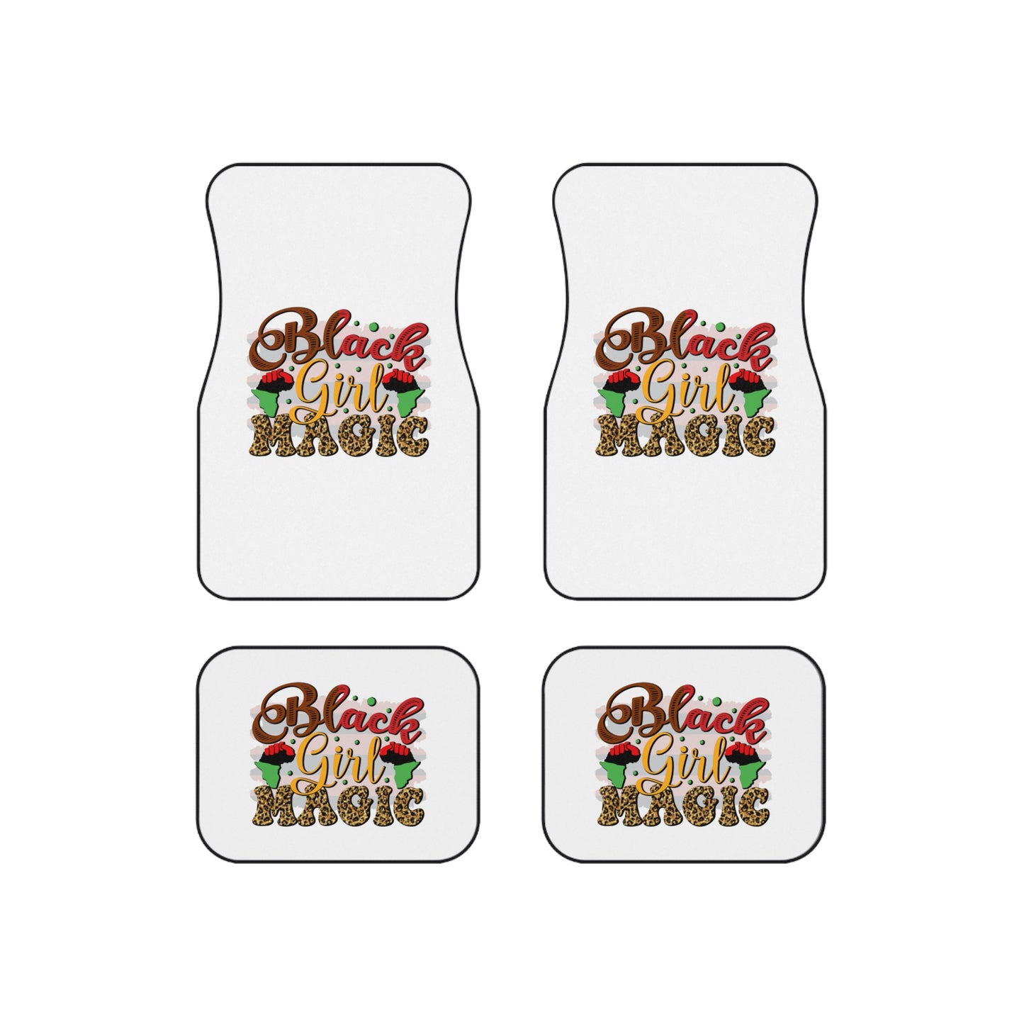 Car Mats — “Black Girl Magic” Printed 4‑Piece Floor Mat Set
