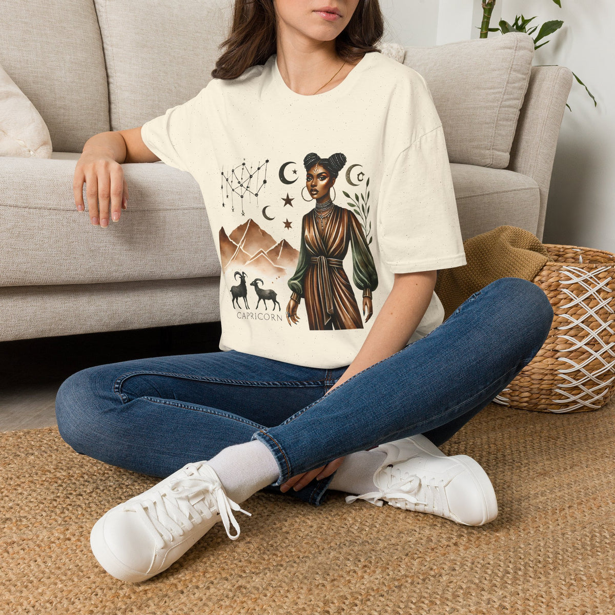 Astro Desert Woman T-Shirt — Celestial Boho Graphic Tee