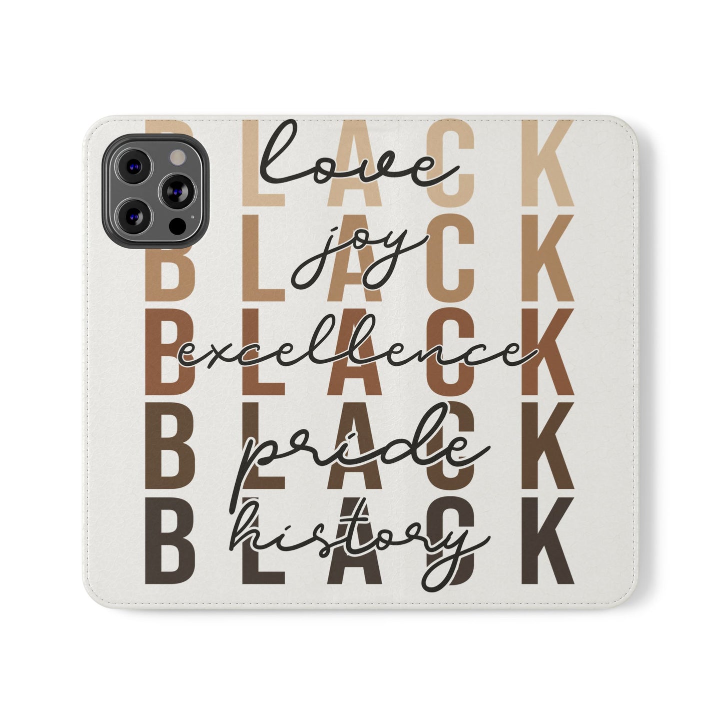 Flip Phone Case — "Black" Typography with Love, Joy, Pride & History