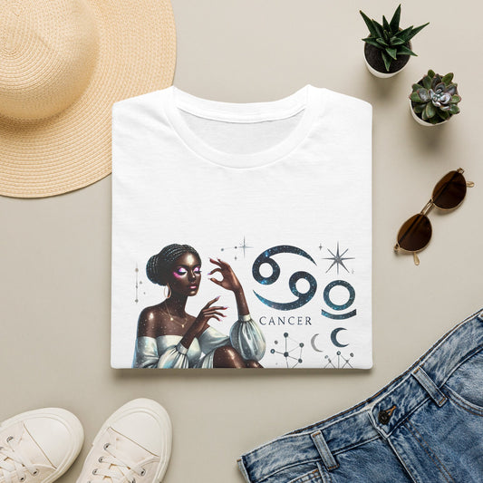 Cancer Zodiac T‑Shirt — Elegant Astrology Tee with Cancer Symbol & Celestial Art