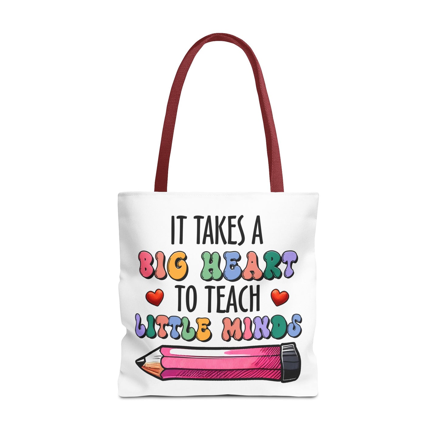 Big Heart Teacher Tote Bag - Colorful Design for Educators