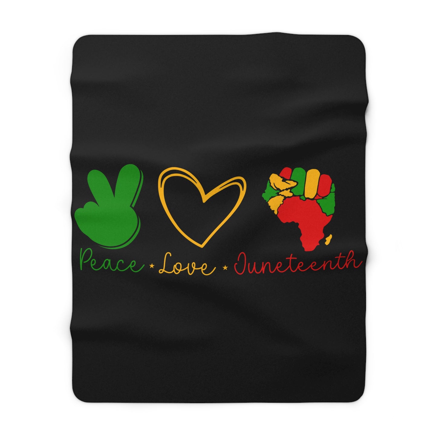 Peace, Love, Juneteenth Sherpa Fleece Blanket | Cozy Afrocentric Home Decor