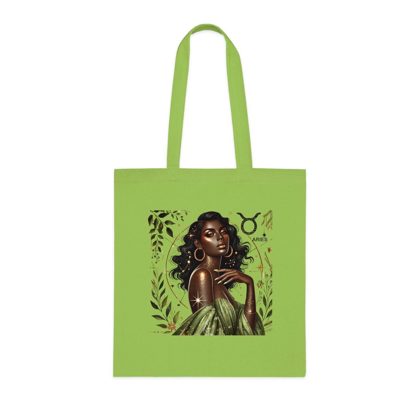 Tote Bag — Elegant Taurus Zodiac Tote with Black Woman Illustration