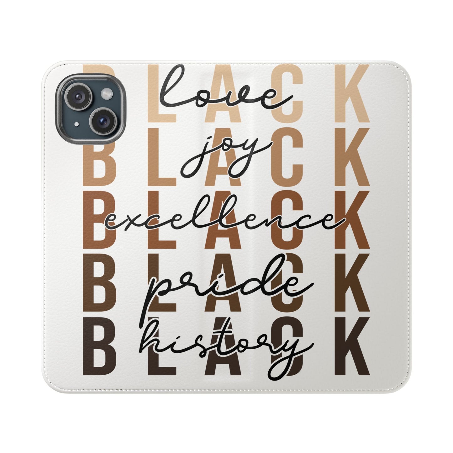 Flip Phone Case — "Black" Typography with Love, Joy, Pride & History