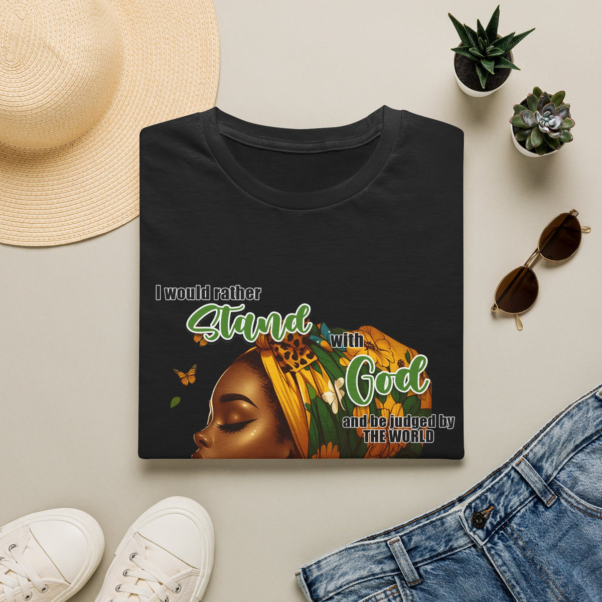 Faithful Woman T-Shirt - "I Would Rather Stand With God" Inspirational Christian Tee