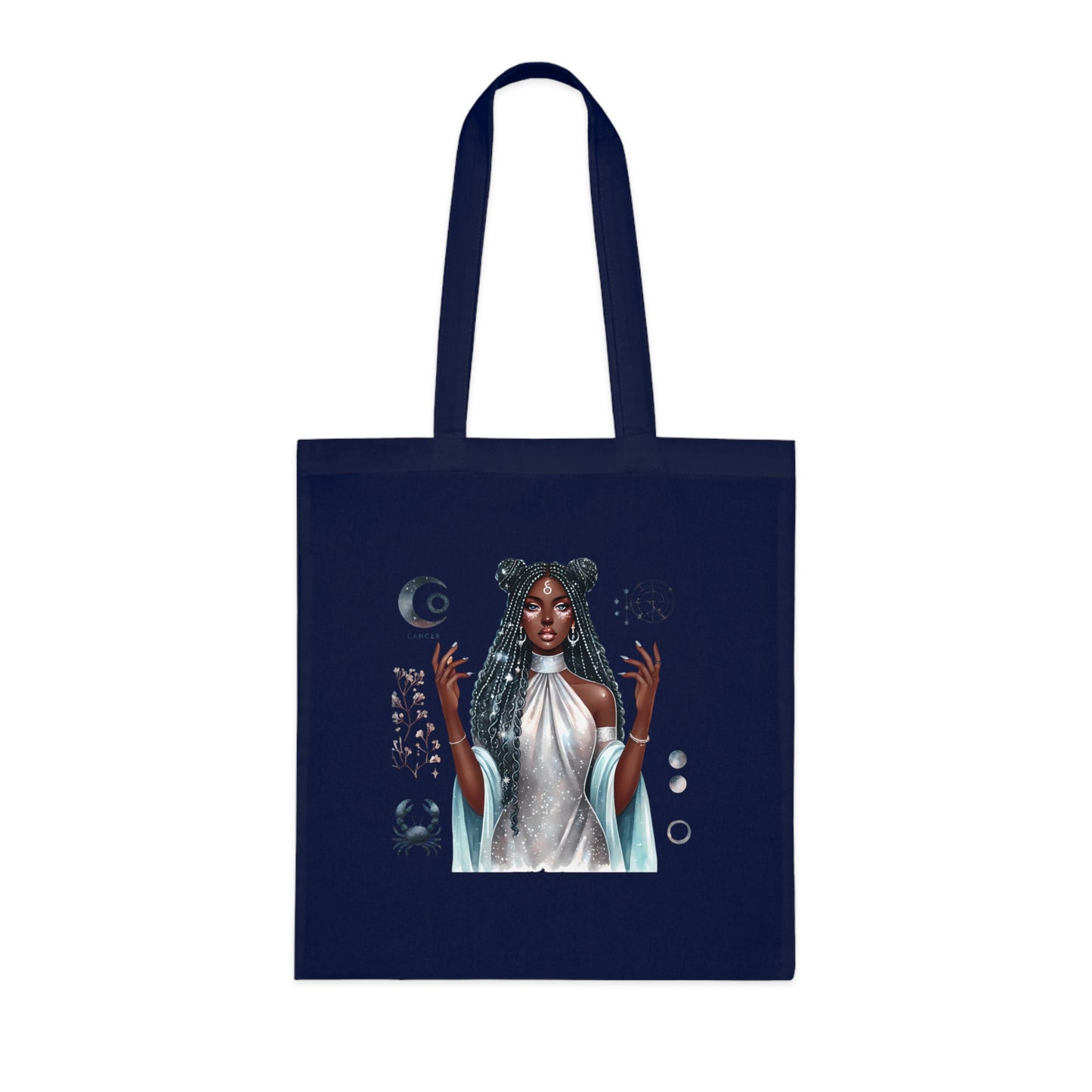 Mystic Goddess Tote Bag — Moon Phases & Celestial Witch Art Cotton Tote