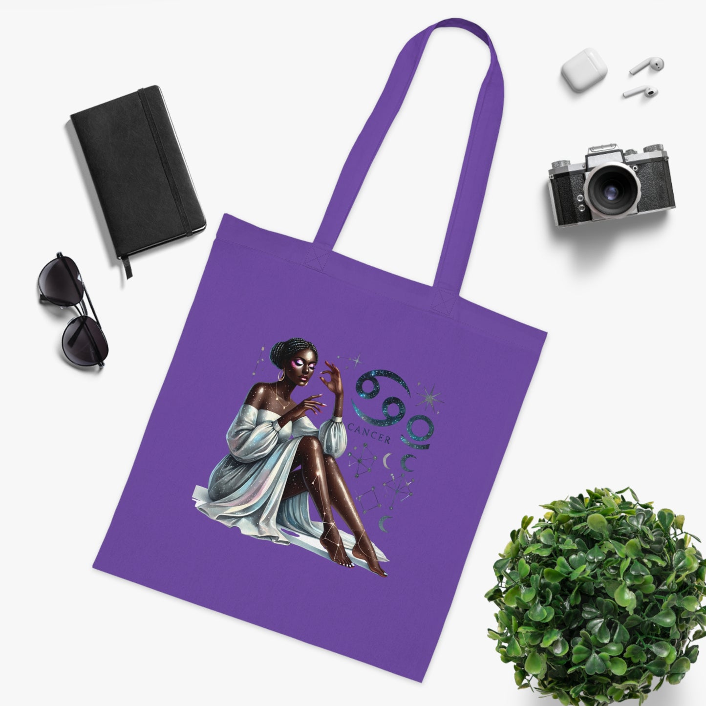 Cancer Zodiac Tote Bag — Elegant Zodiac Sign Artwork Cotton Tote
