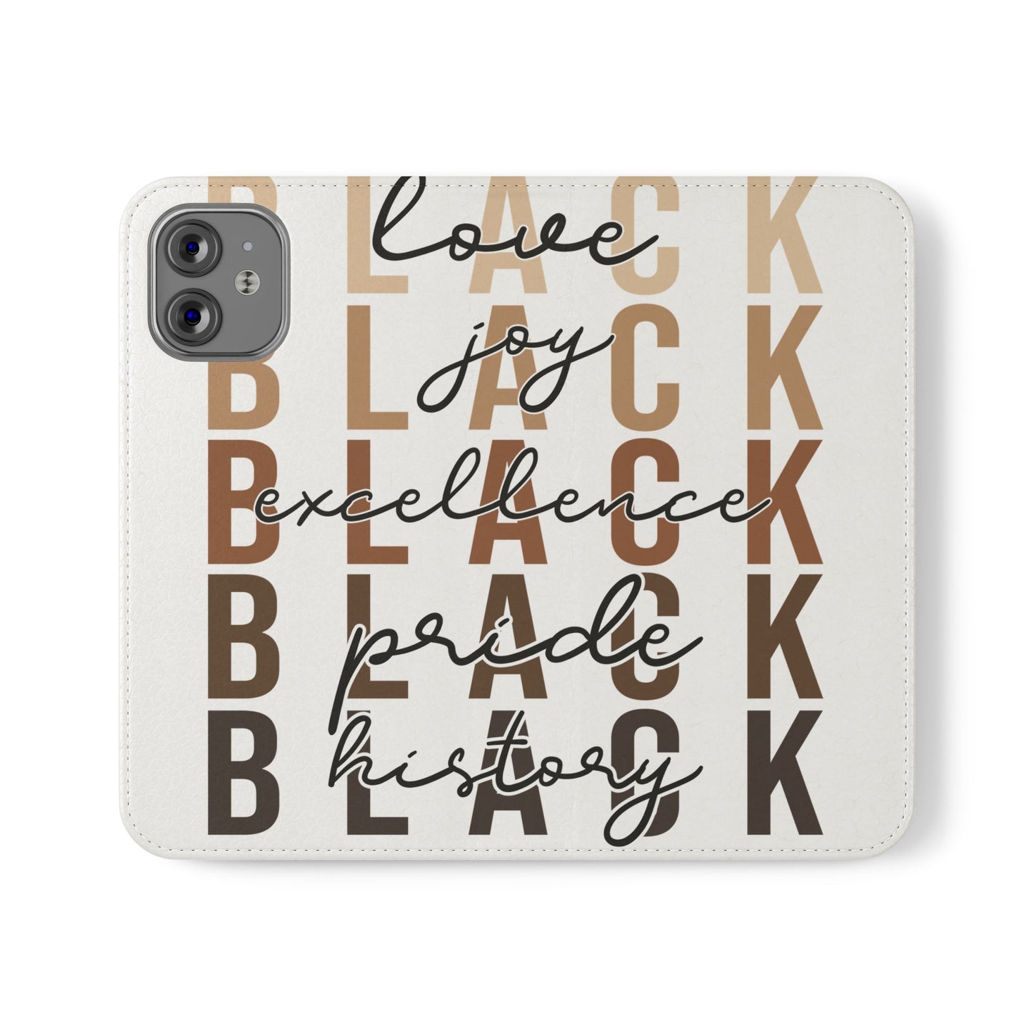 Flip Phone Case — "Black" Typography with Love, Joy, Pride & History
