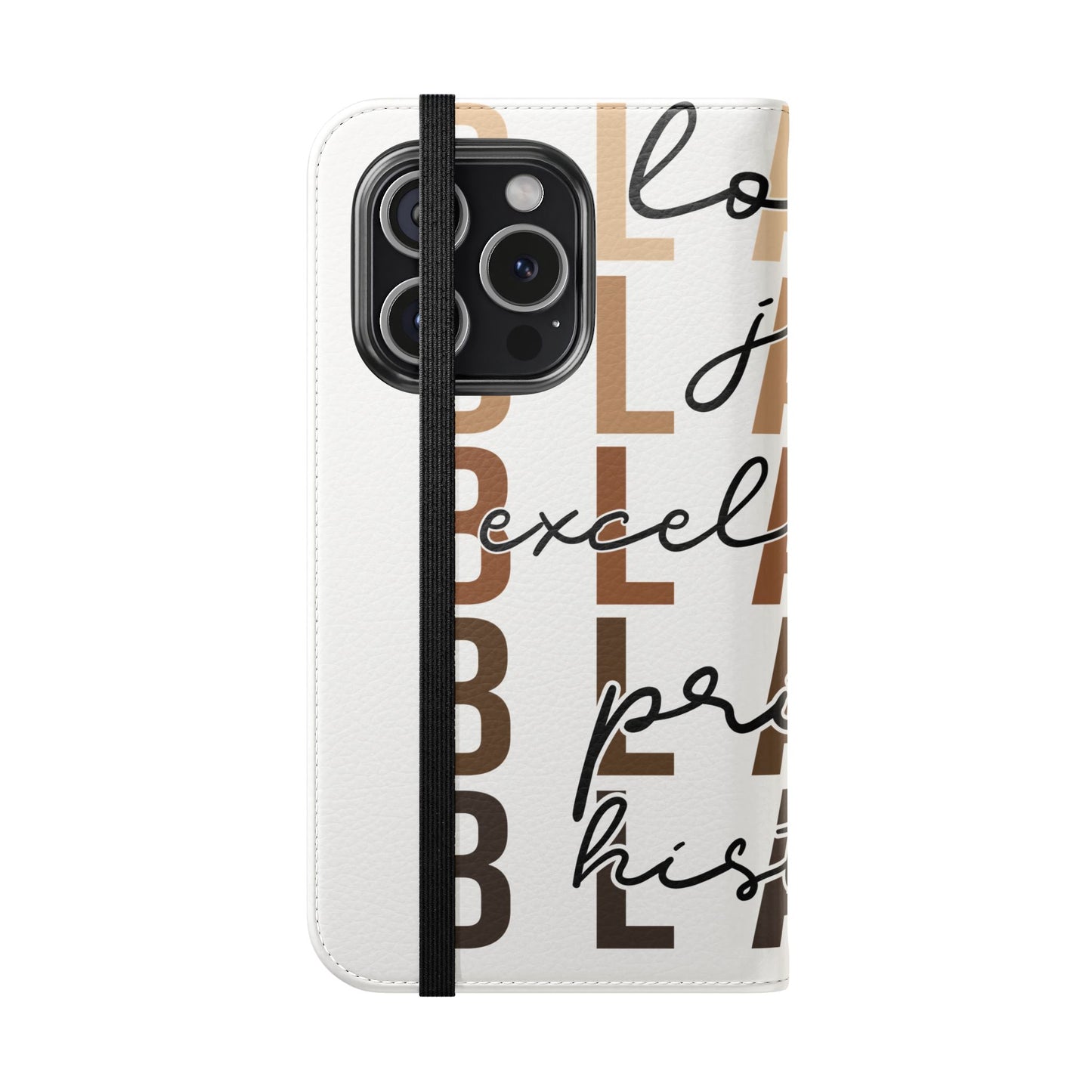 Flip Phone Case — "Black" Typography with Love, Joy, Pride & History