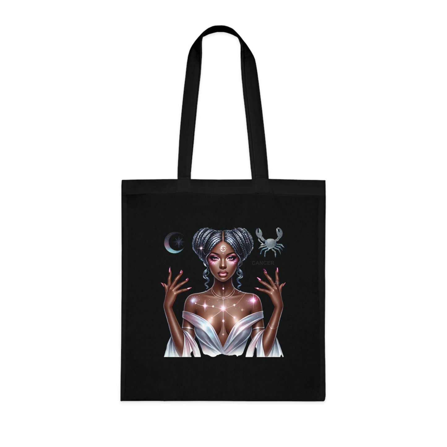 Cancer Zodiac Tote Bag — Mystic Moon Goddess Astrology Cotton Tote