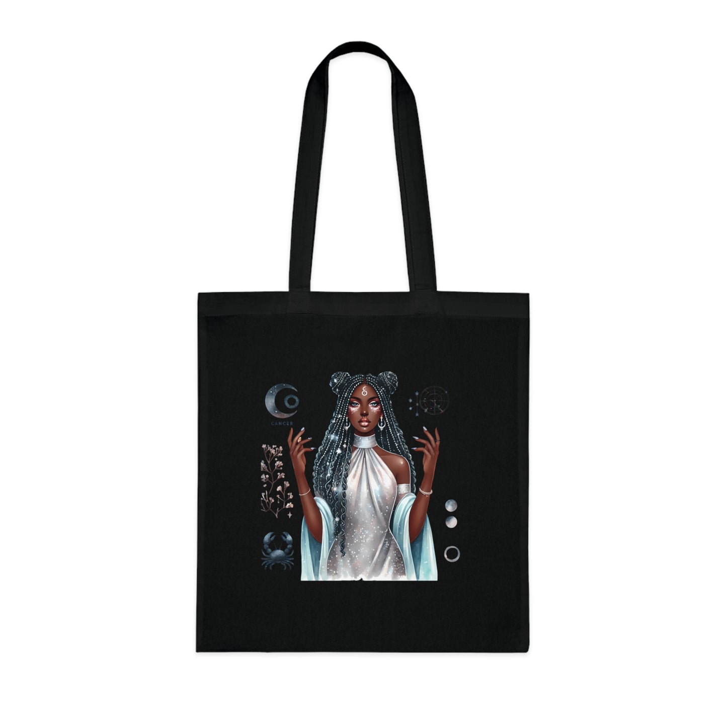 Mystic Goddess Tote Bag — Moon Phases & Celestial Witch Art Cotton Tote