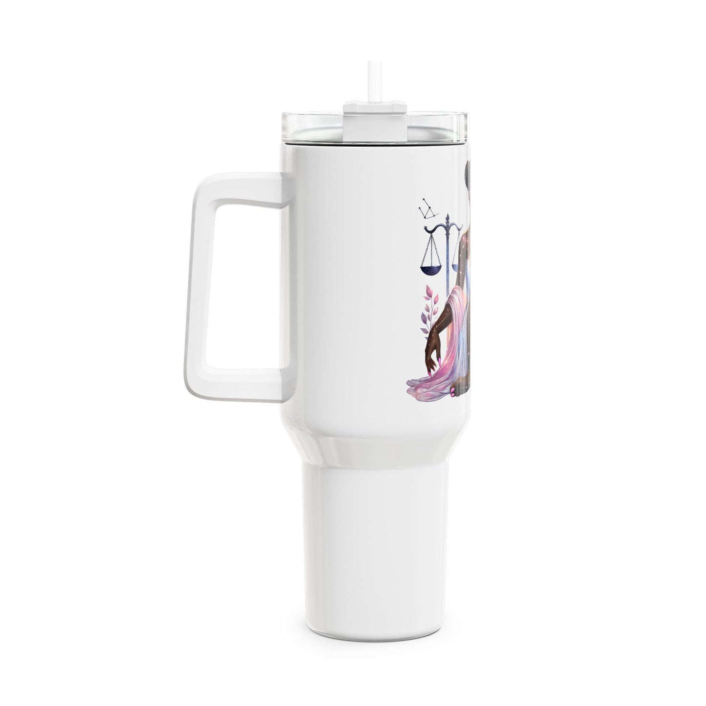 Libra Zodiac 40oz Tumbler — Cosmic Black Goddess Design