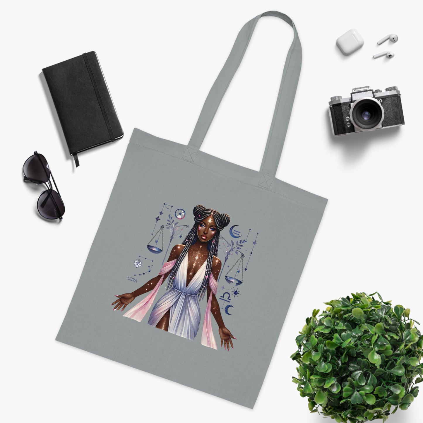 Libra Goddess Cotton Tote — Zodiac Libra Astrology Tote Bag