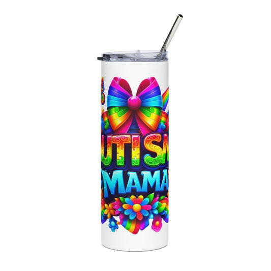 Colorful Autism Mom Stainless Steel Tumbler | 20oz Insulated Mug for Awareness & Celebrations