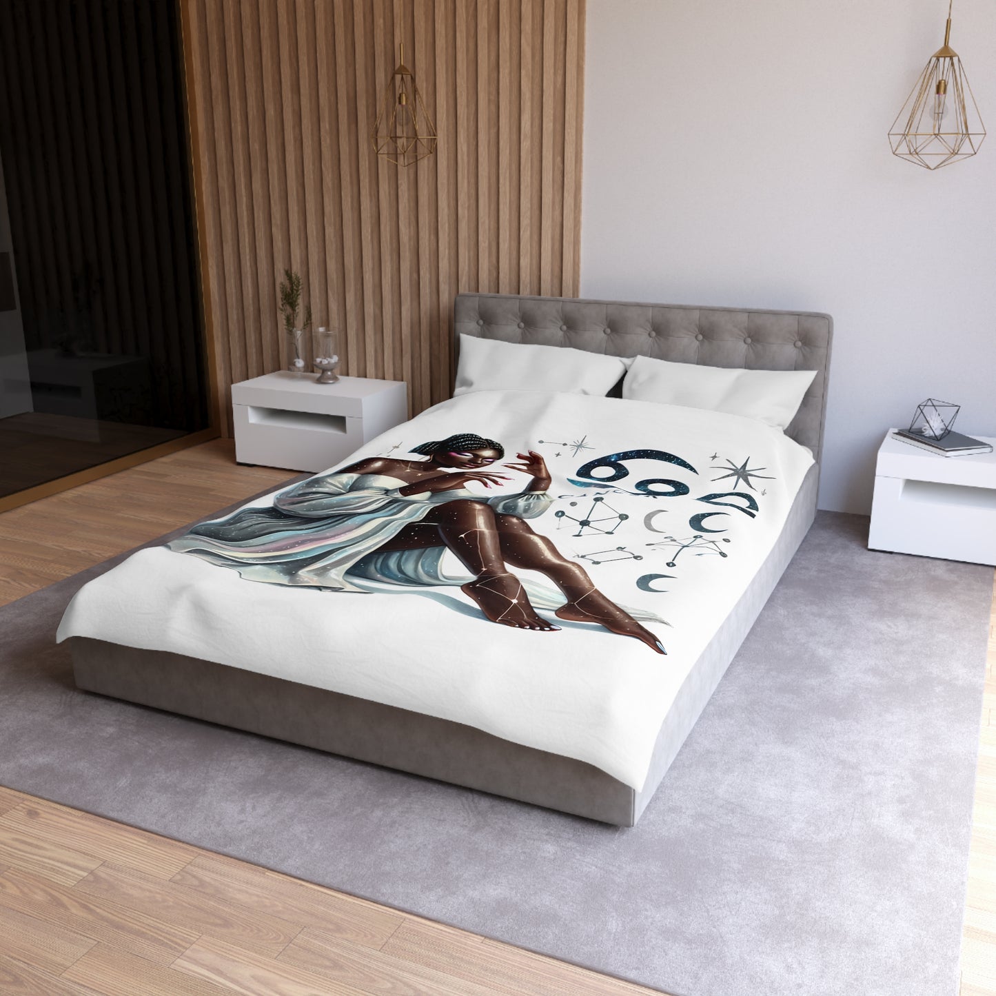 Cancer Zodiac Duvet Cover — Elegant Astrological Bedding with 'Cancer' Artwork