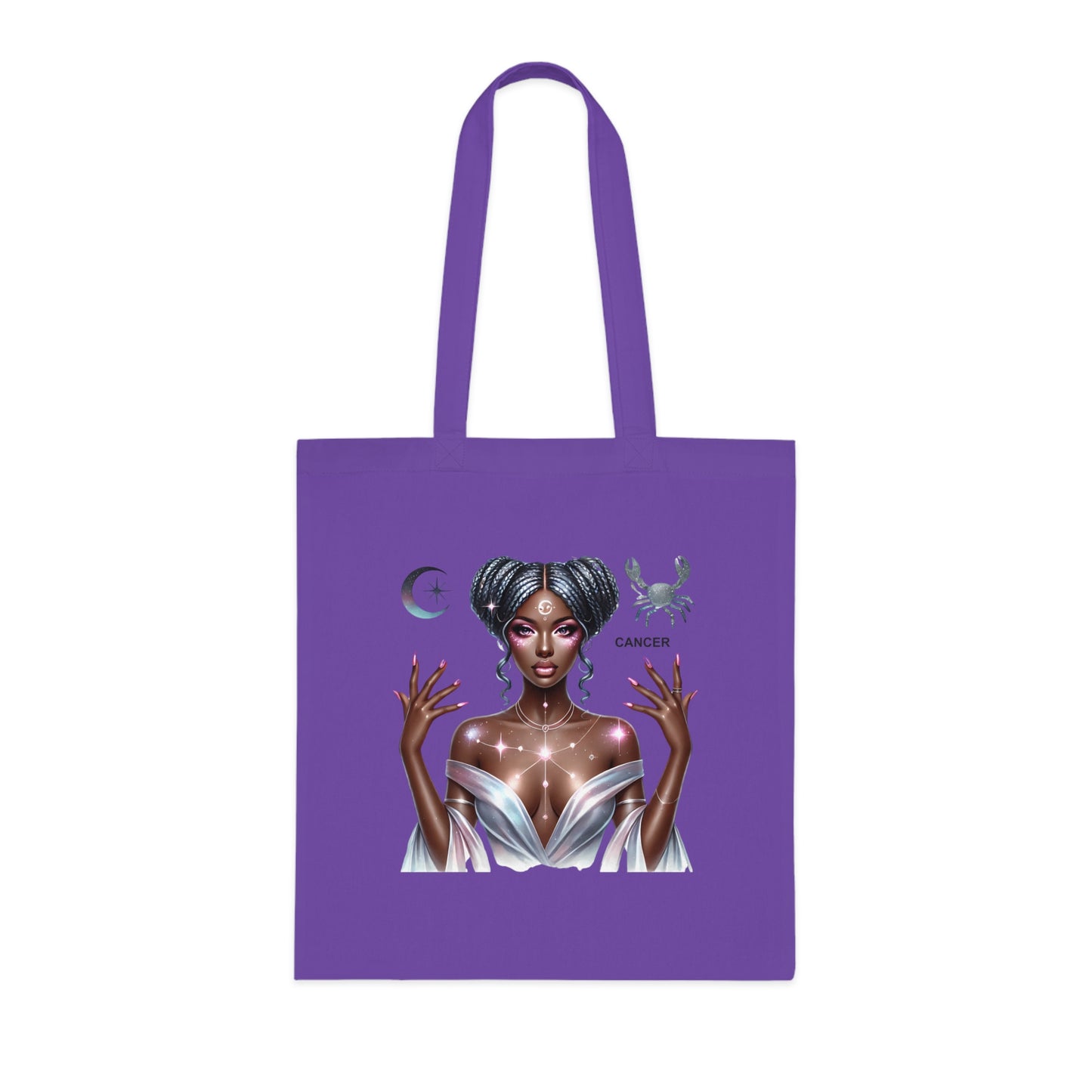 Cancer Zodiac Tote Bag — Mystic Moon Goddess Astrology Cotton Tote