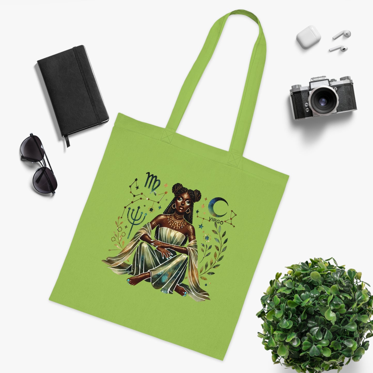 Virgo Zodiac Goddess Cotton Tote — Astrology Bookish Tarot Tote Bag
