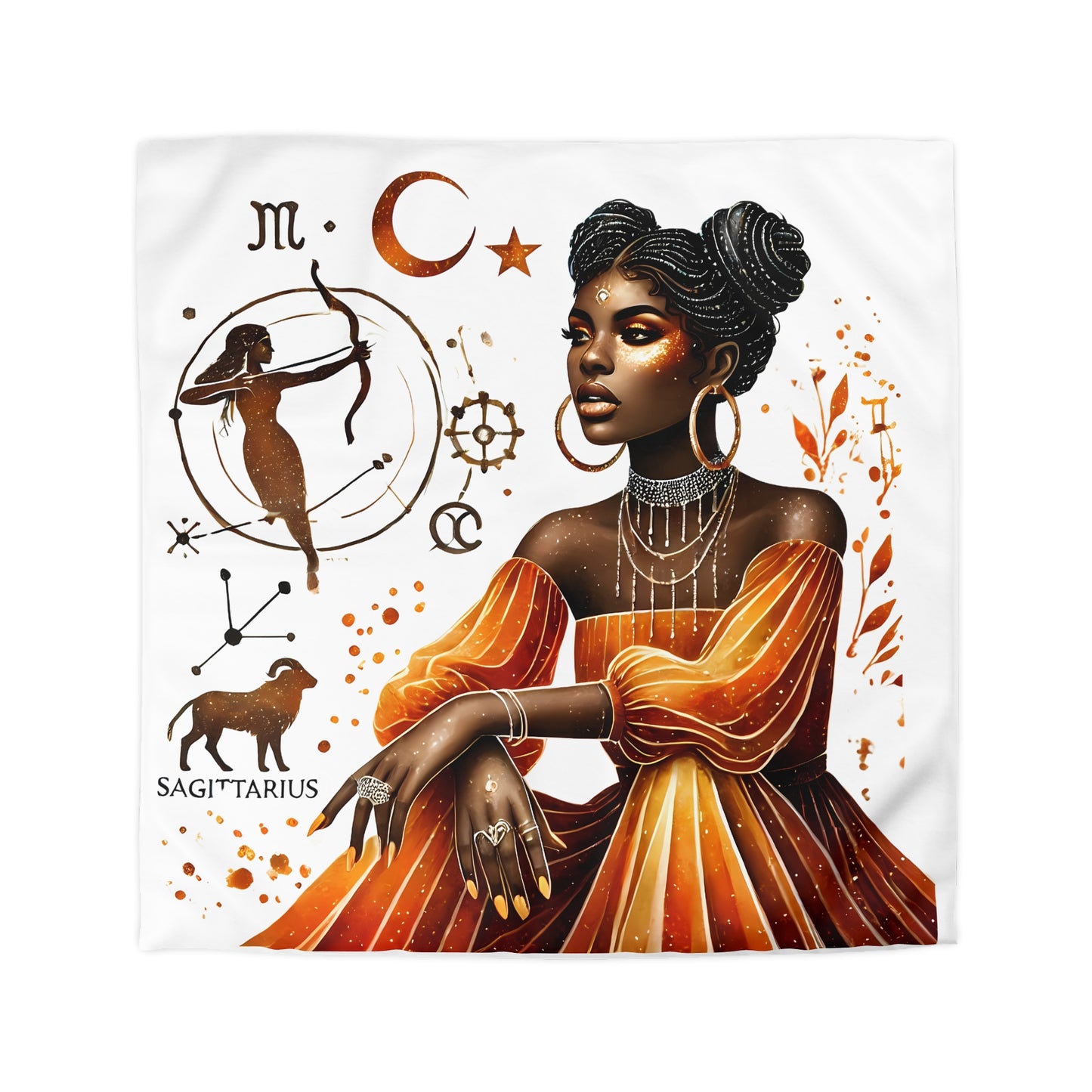 Sagittarius Zodiac Duvet Cover — African Goddess Astrology Bedding