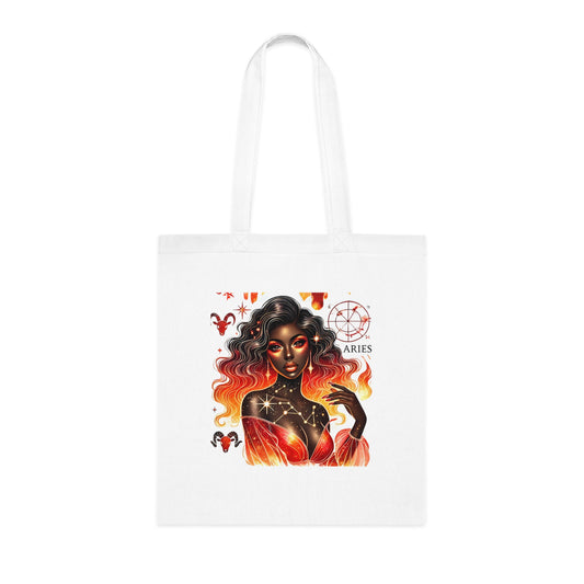 Aries Zodiac Tote Bag — Fiery Goddess Astrology Cotton Tote