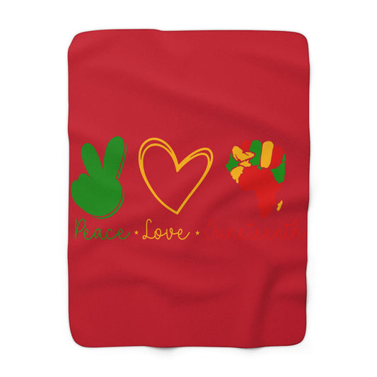Sherpa Fleece Blanket - Peace, Love & Juneteenth Design