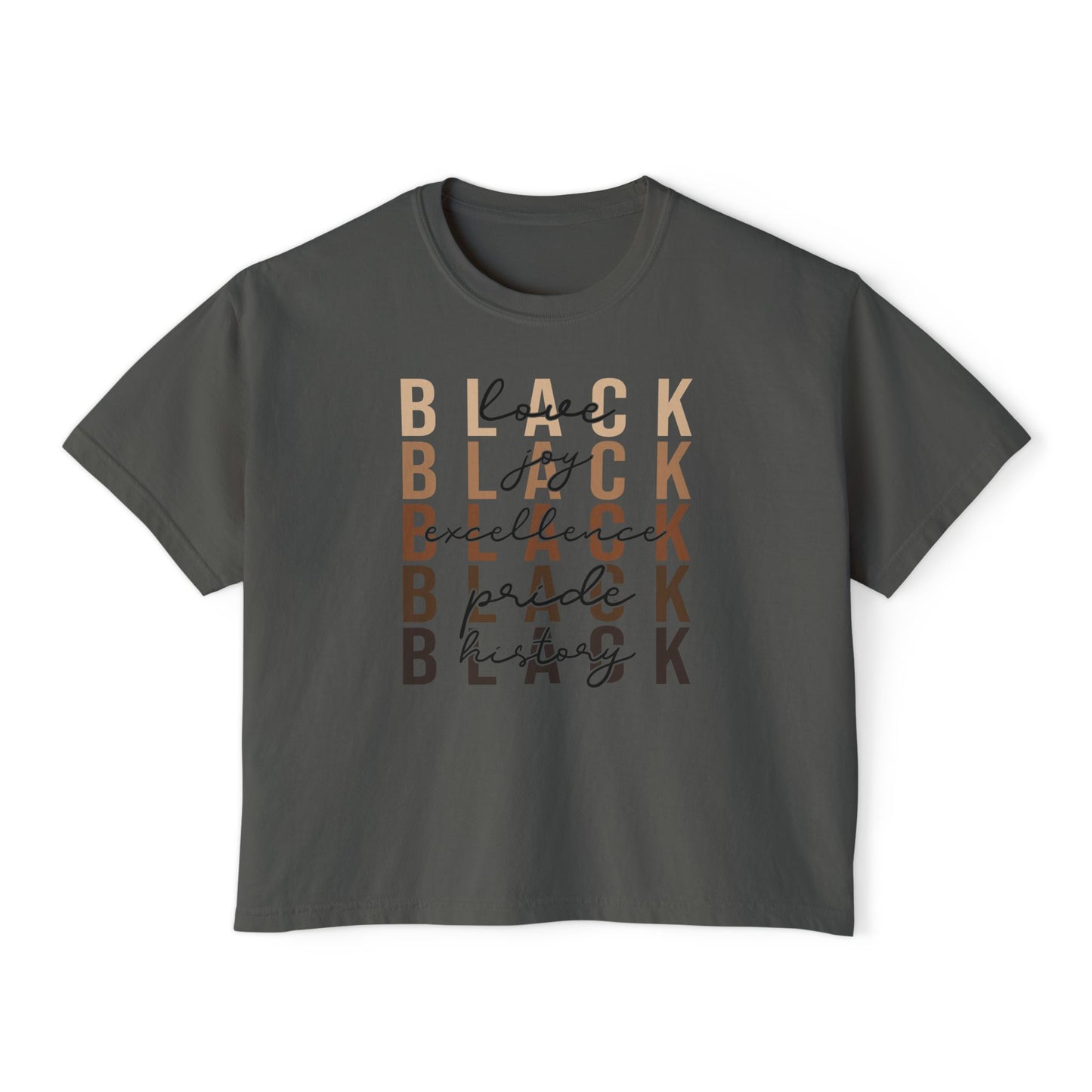 Empowering Women's Boxy Tee - Love, Joy, Excellence in Black History