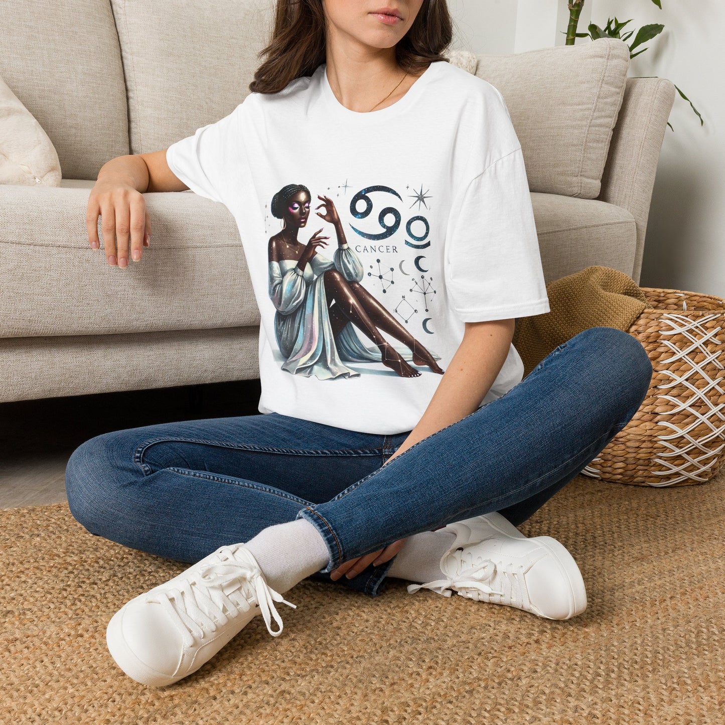Cancer Zodiac T‑Shirt — Elegant Astrology Tee with Cancer Symbol & Celestial Art