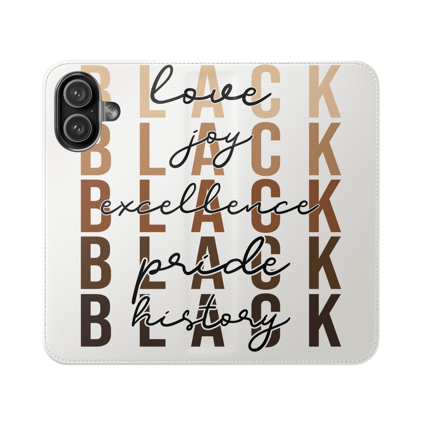 Flip Phone Case — "Black" Typography with Love, Joy, Pride & History