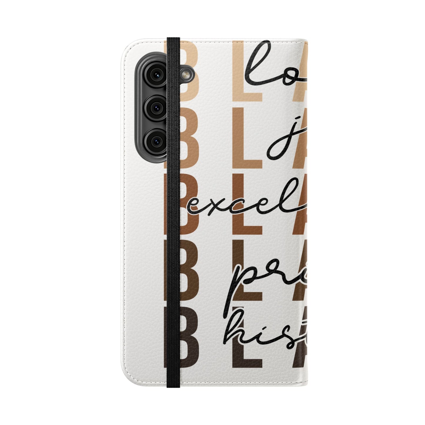 Flip Phone Case — "Black" Typography with Love, Joy, Pride & History