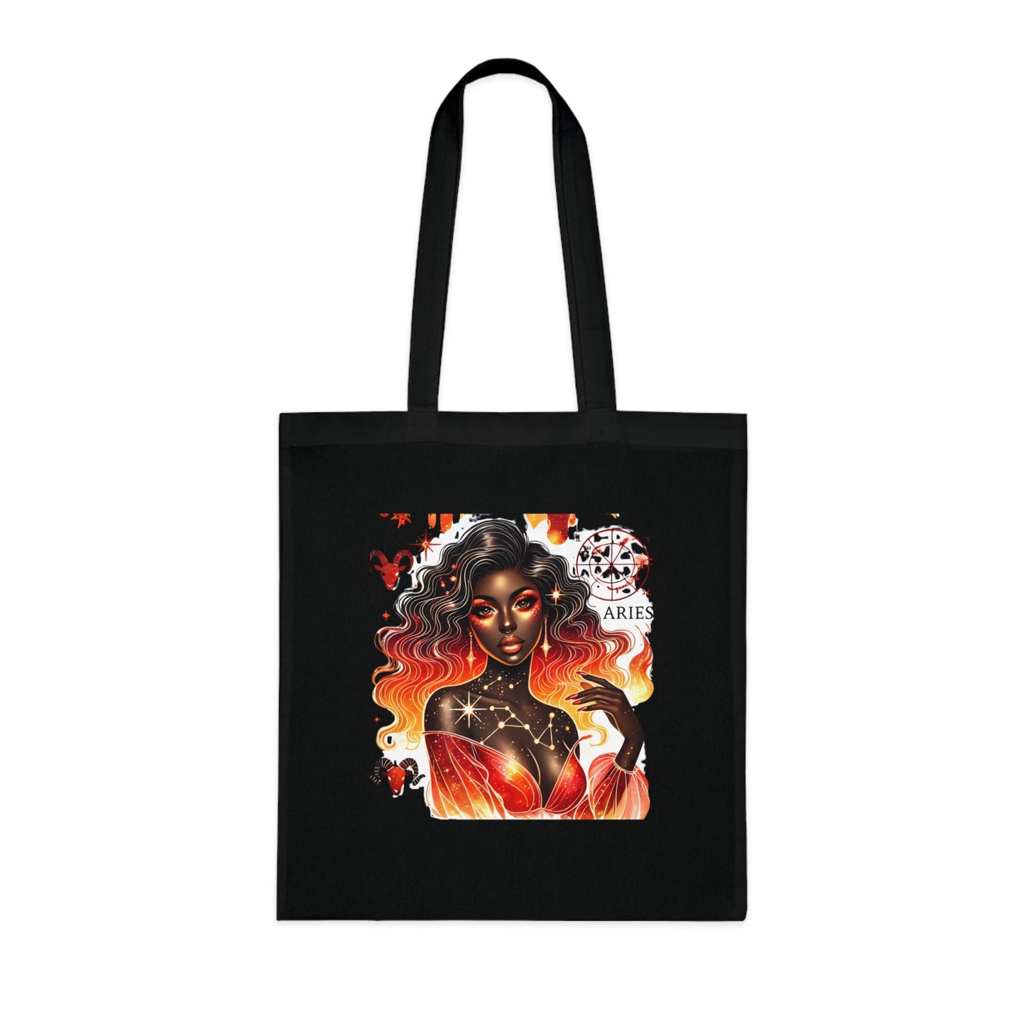 Aries Zodiac Tote Bag — Fiery Goddess Astrology Cotton Tote