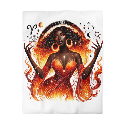 Aries Fire Goddess Duvet Cover — Zodiac Astrology Bedding