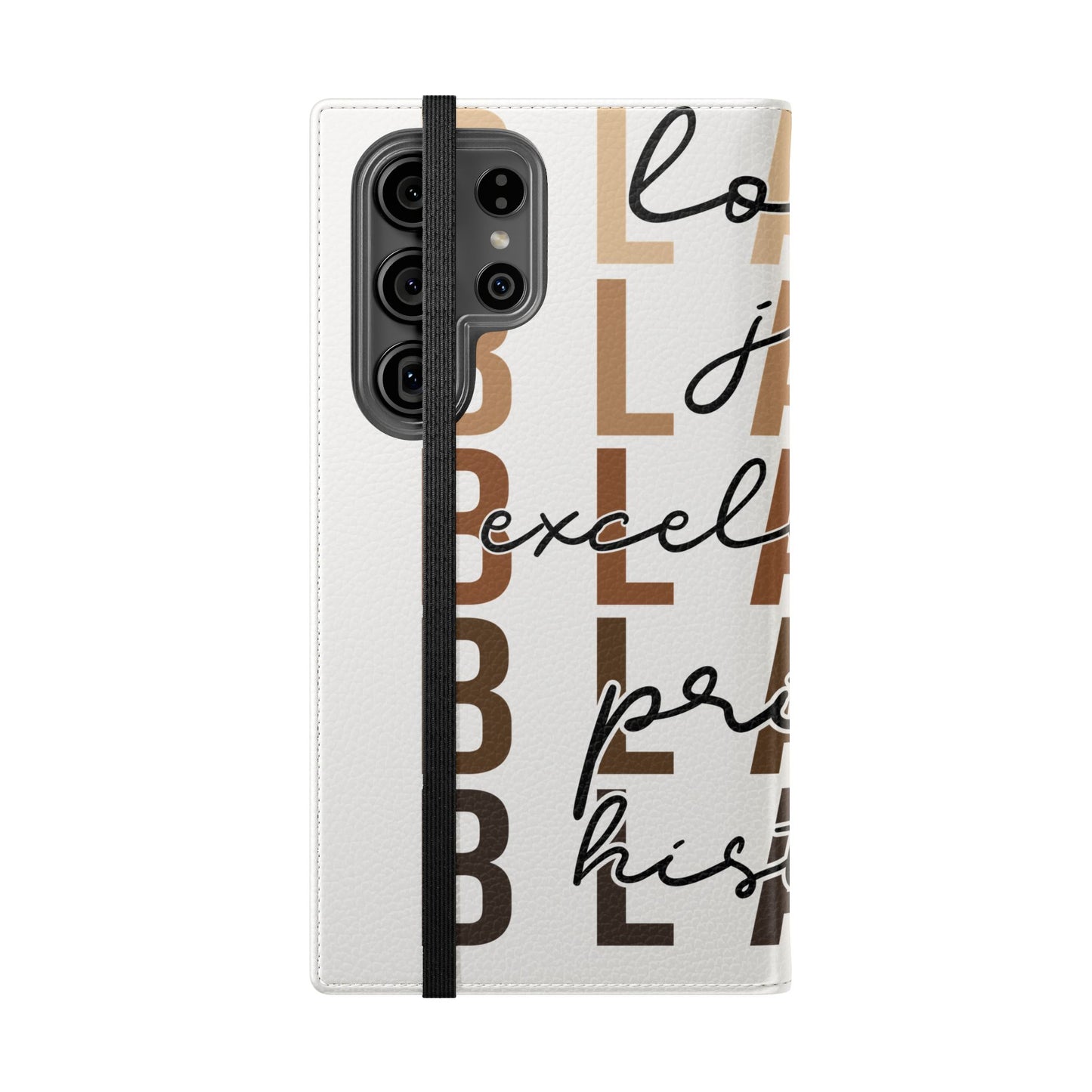 Flip Phone Case — "Black" Typography with Love, Joy, Pride & History
