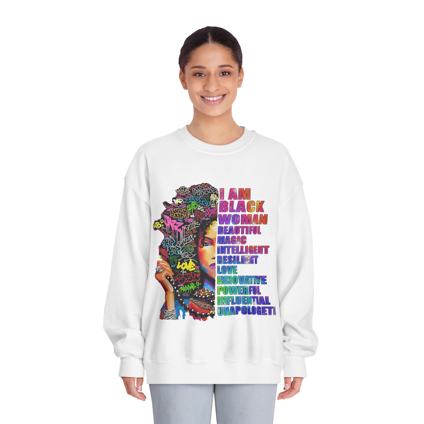 Black Woman Affirmation Sweatshirt — "I Am Black Woman" Empowerment Crewneck
