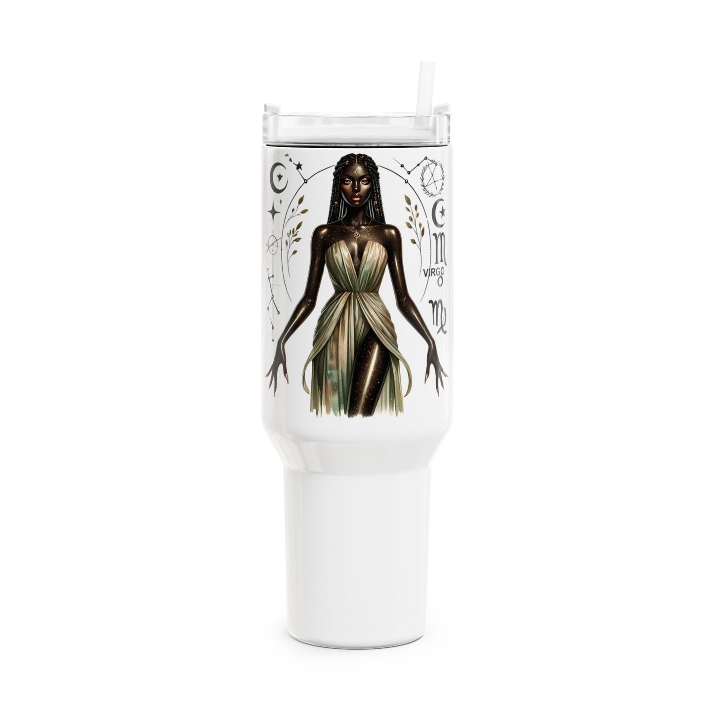 40oz Goddess Tumbler – Black Goddess Art Travel Mug