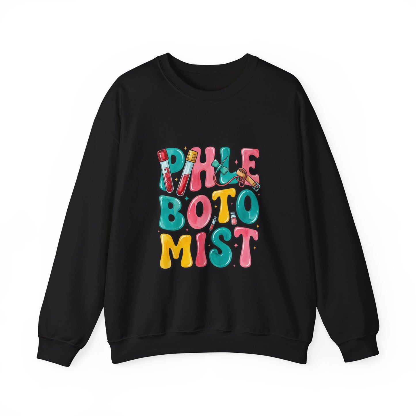 Crewneck Sweatshirt — Colorful Bubble Letter Graphic (“Pikle Boto Mist”)