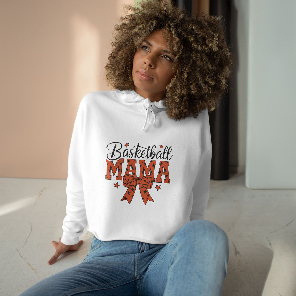 Basketball Mama Cropped Hoodie — Cute Sports Mom Sweatshirt