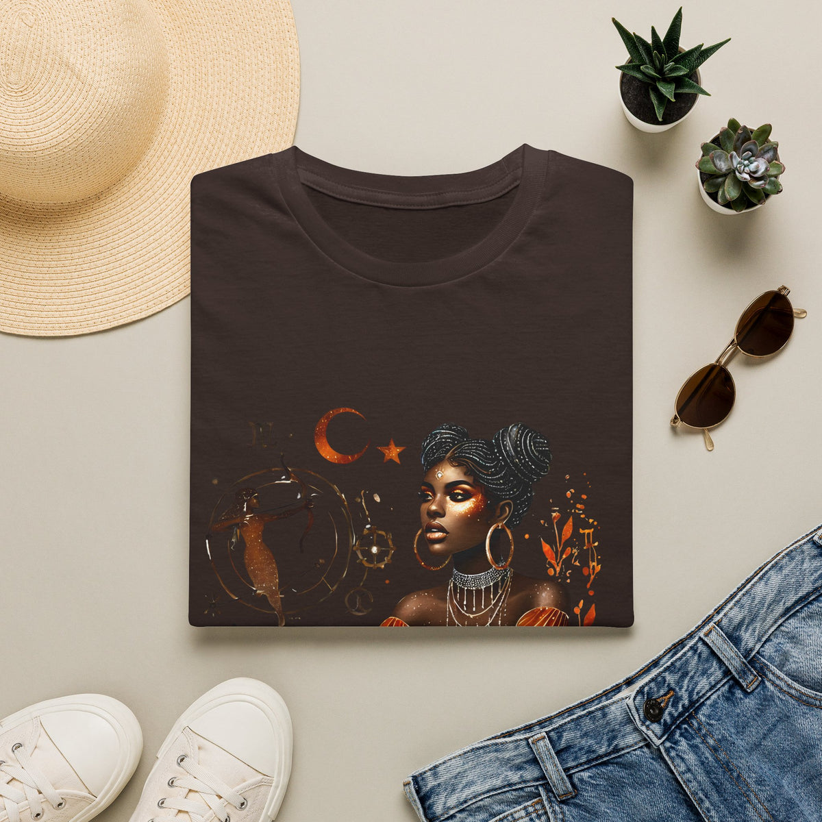 Astrology Queen T-Shirt — Black Woman Zodiac Art Tee