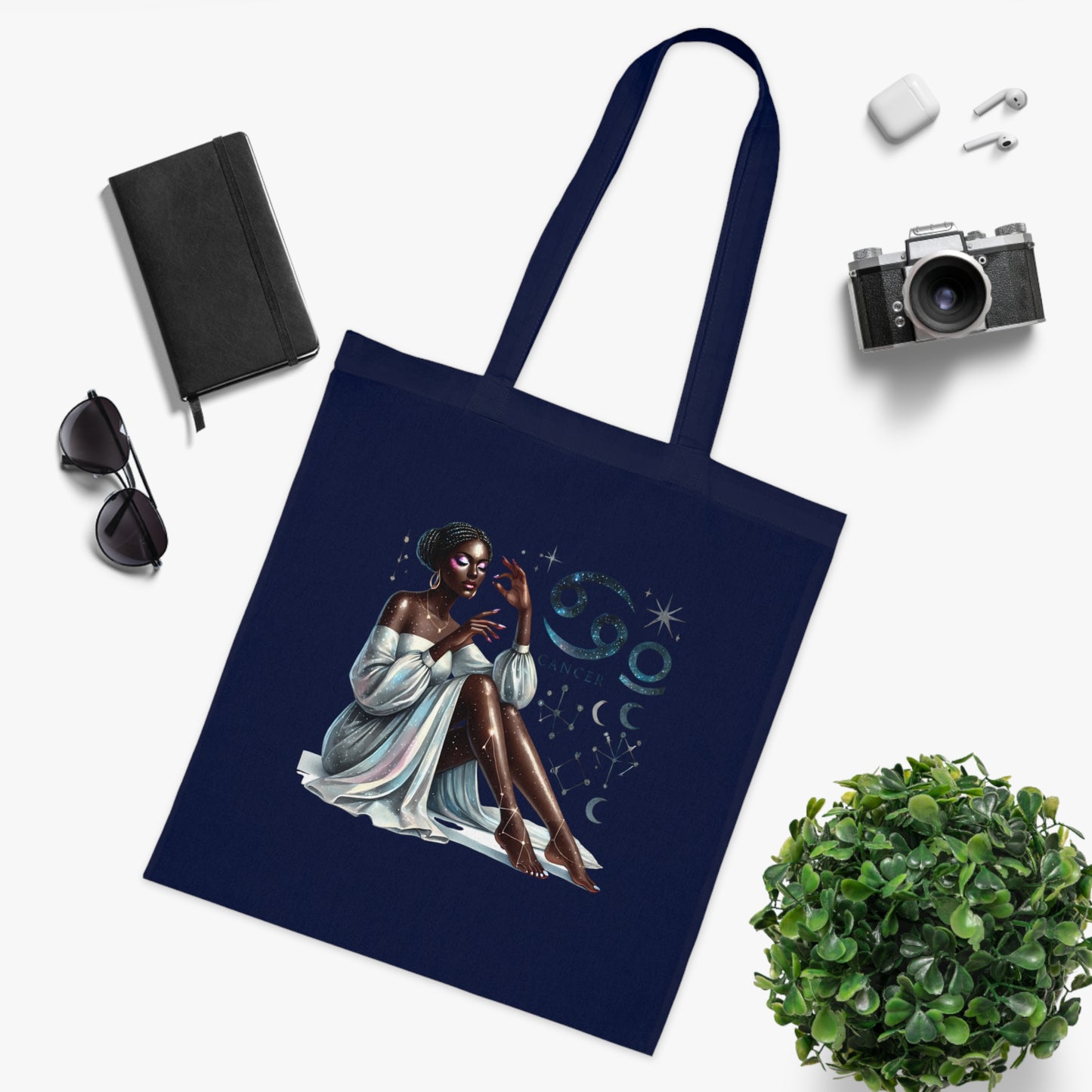 Cancer Zodiac Tote Bag — Elegant Zodiac Sign Artwork Cotton Tote