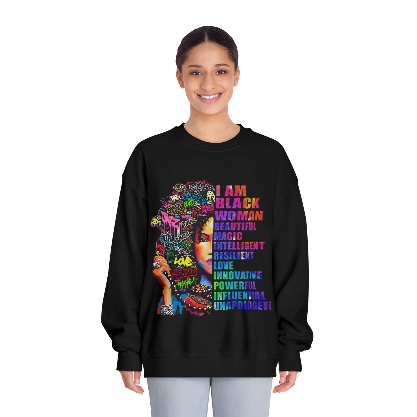 Black Woman Affirmation Sweatshirt — "I Am Black Woman" Empowerment Crewneck