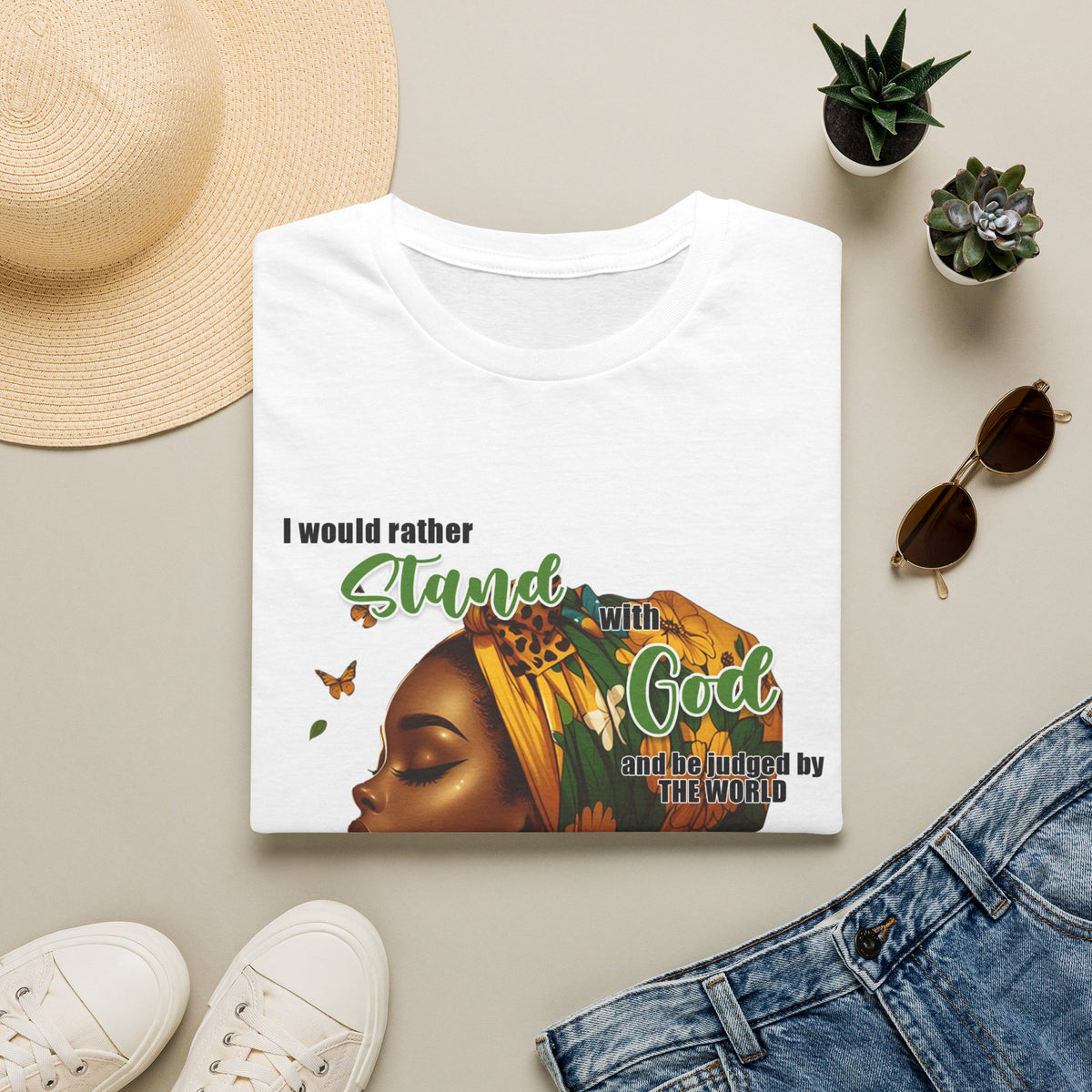 Faithful Woman T-Shirt - "I Would Rather Stand With God" Inspirational Christian Tee
