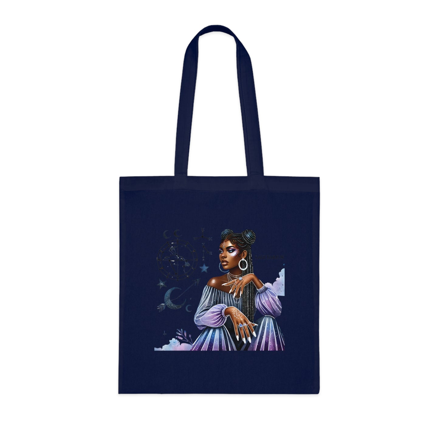 Astrology Muse Cotton Tote — Nightfall Zodiac Portrait Tote Bag