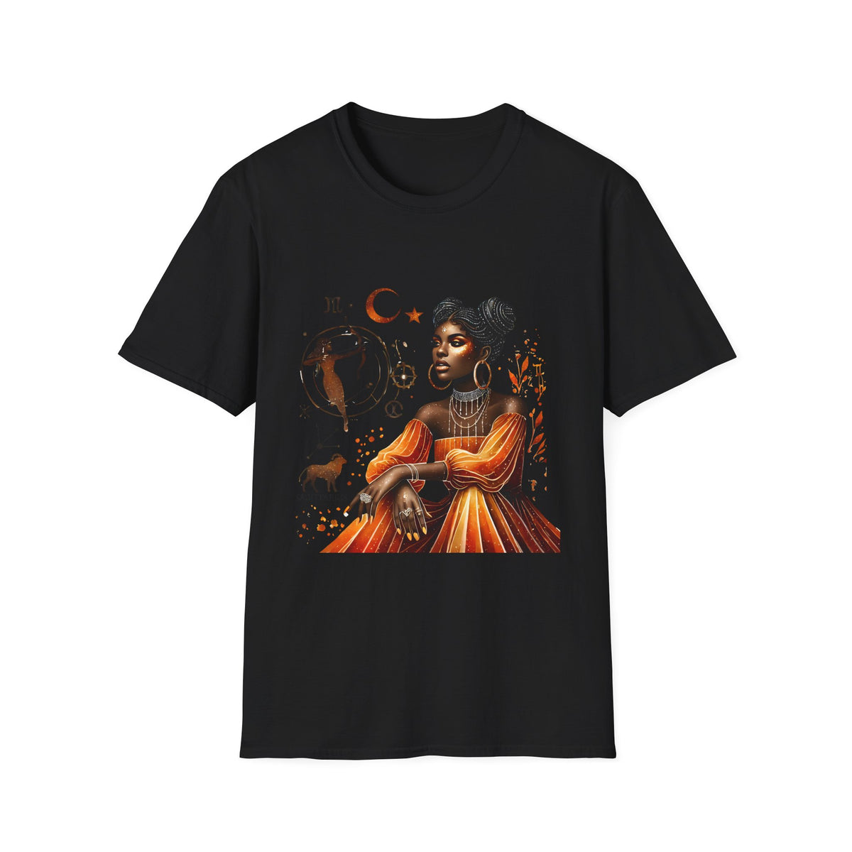 Astrology Queen T-Shirt — Black Woman Zodiac Art Tee