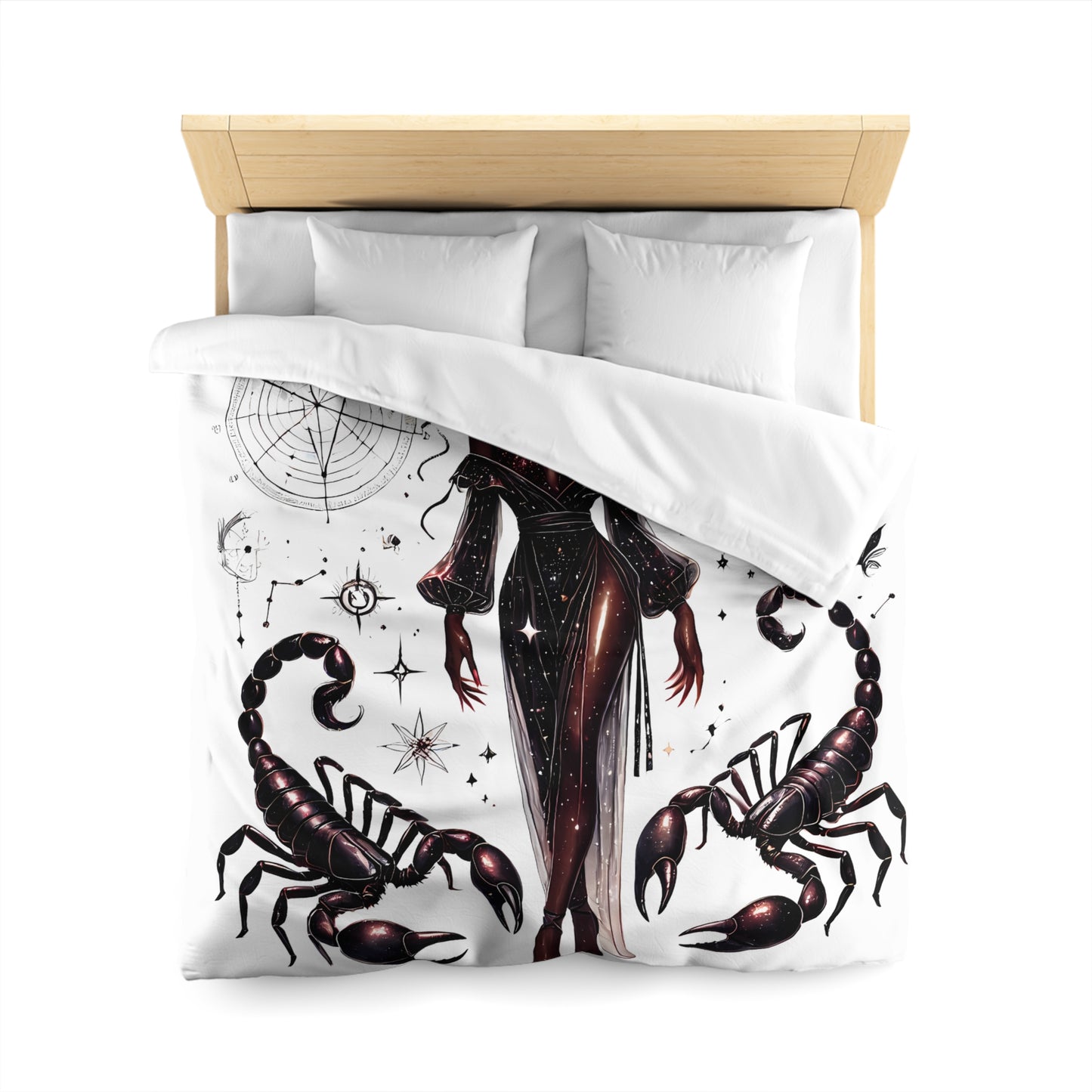 Scorpio Zodiac Duvet Cover — Celestial Scorpio Bedding with Scorpion Art