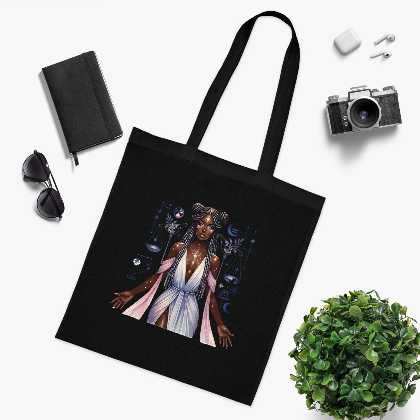 Libra Goddess Cotton Tote — Zodiac Libra Astrology Tote Bag