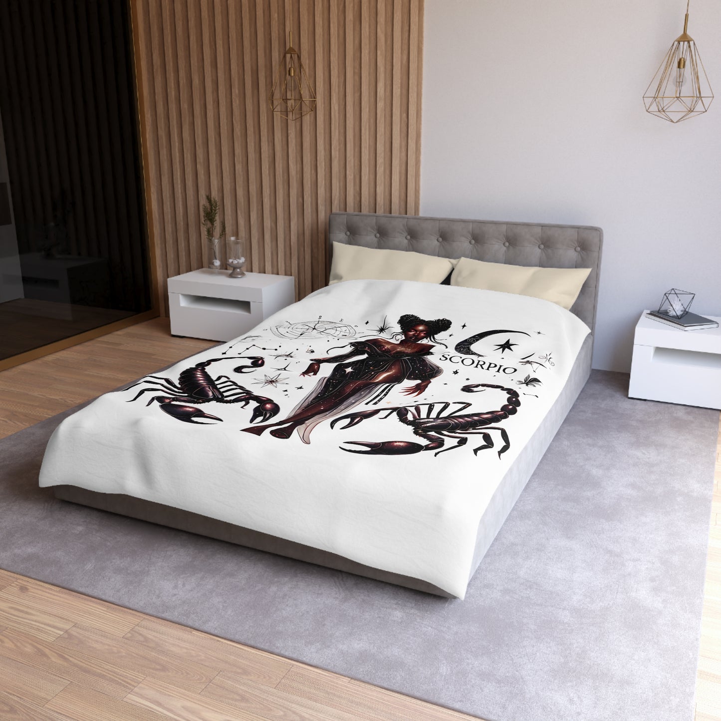 Scorpio Zodiac Duvet Cover — Celestial Scorpio Bedding with Scorpion Art