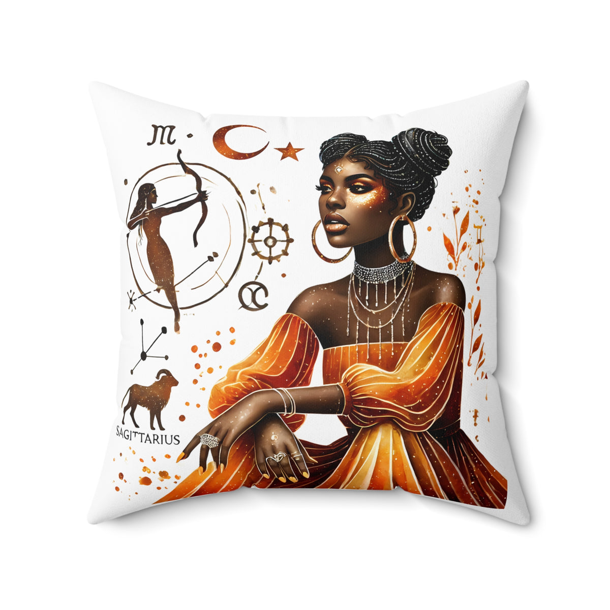 Zodiac Sagittarius Woman Decorative Pillow - Astrology Art Throw Pillow