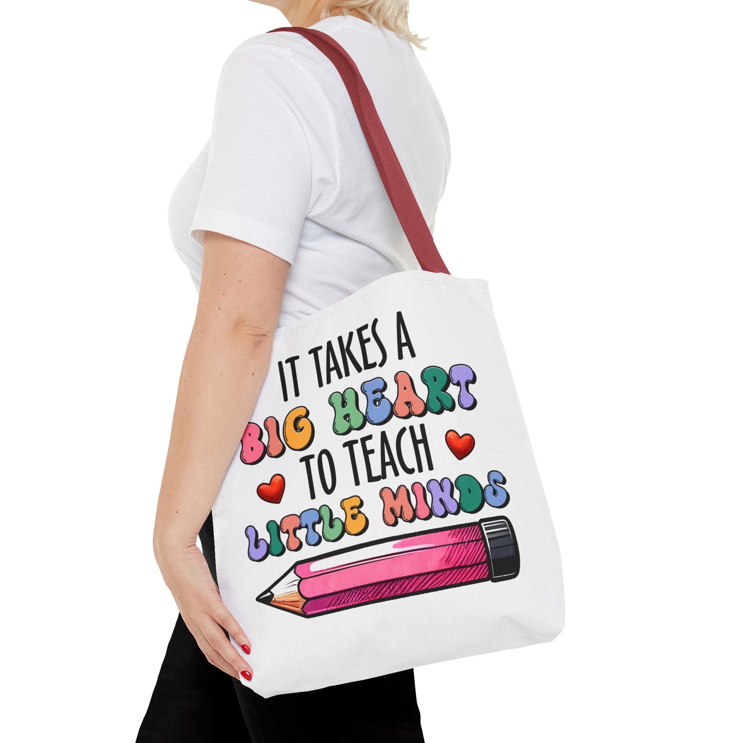 Big Heart Teacher Tote Bag - Colorful Design for Educators
