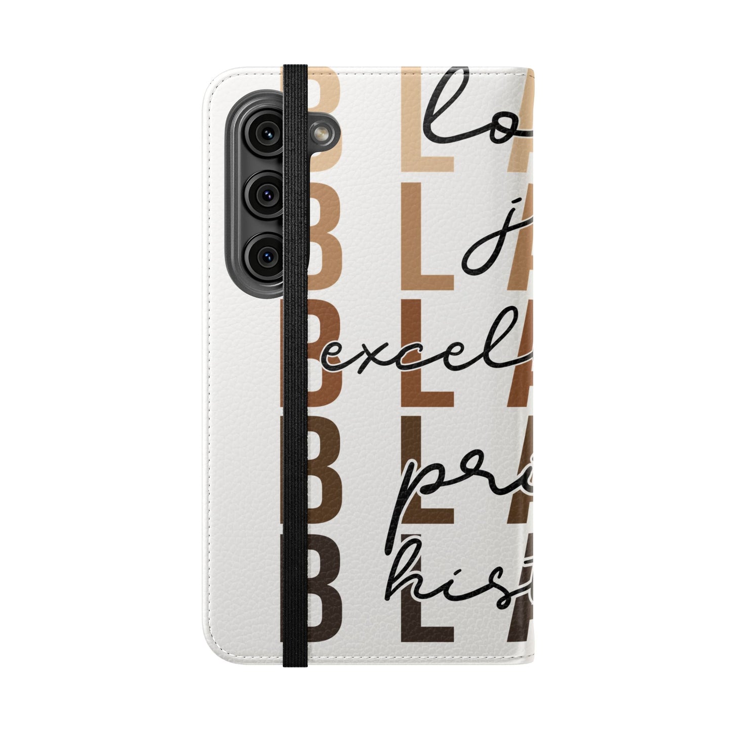 Flip Phone Case — "Black" Typography with Love, Joy, Pride & History