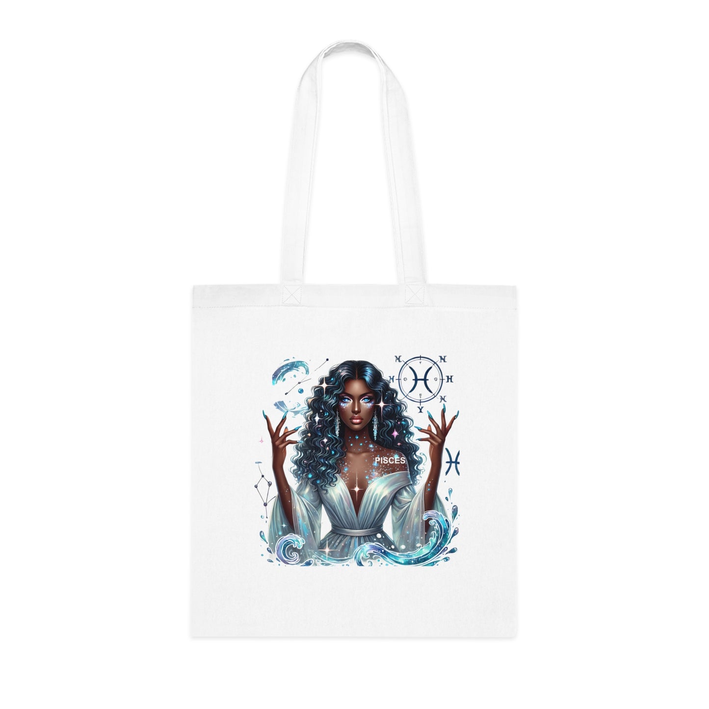 Aquarius Goddess Tote Bag — Astrology Zodiac Cotton Tote with ‘Aquarius’ Water Spirit Design